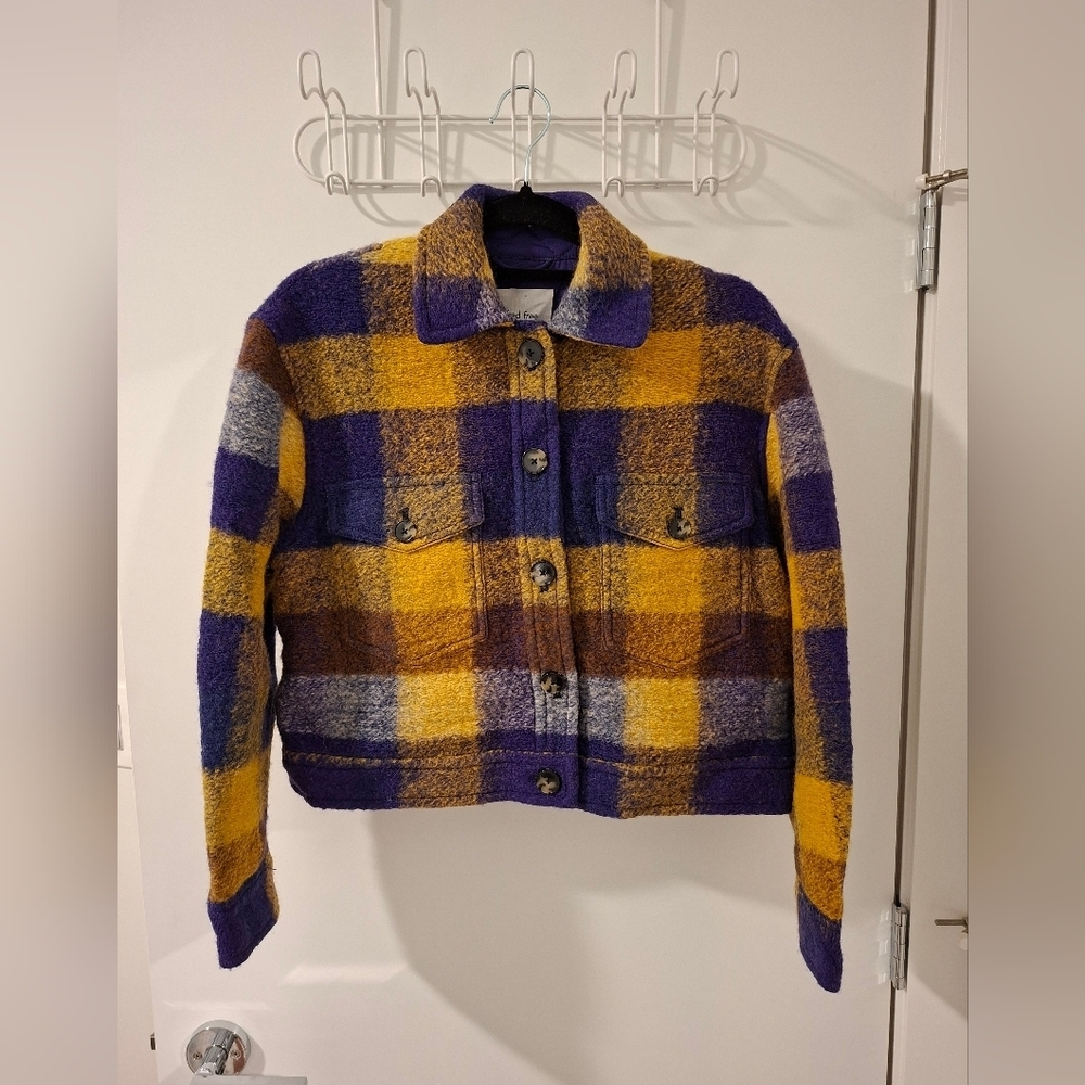 NWOT Wilfred Women's "Autumn" Wool Shirt Jacket in Purple & Yellow (Size XS) - Picture 3 of 10